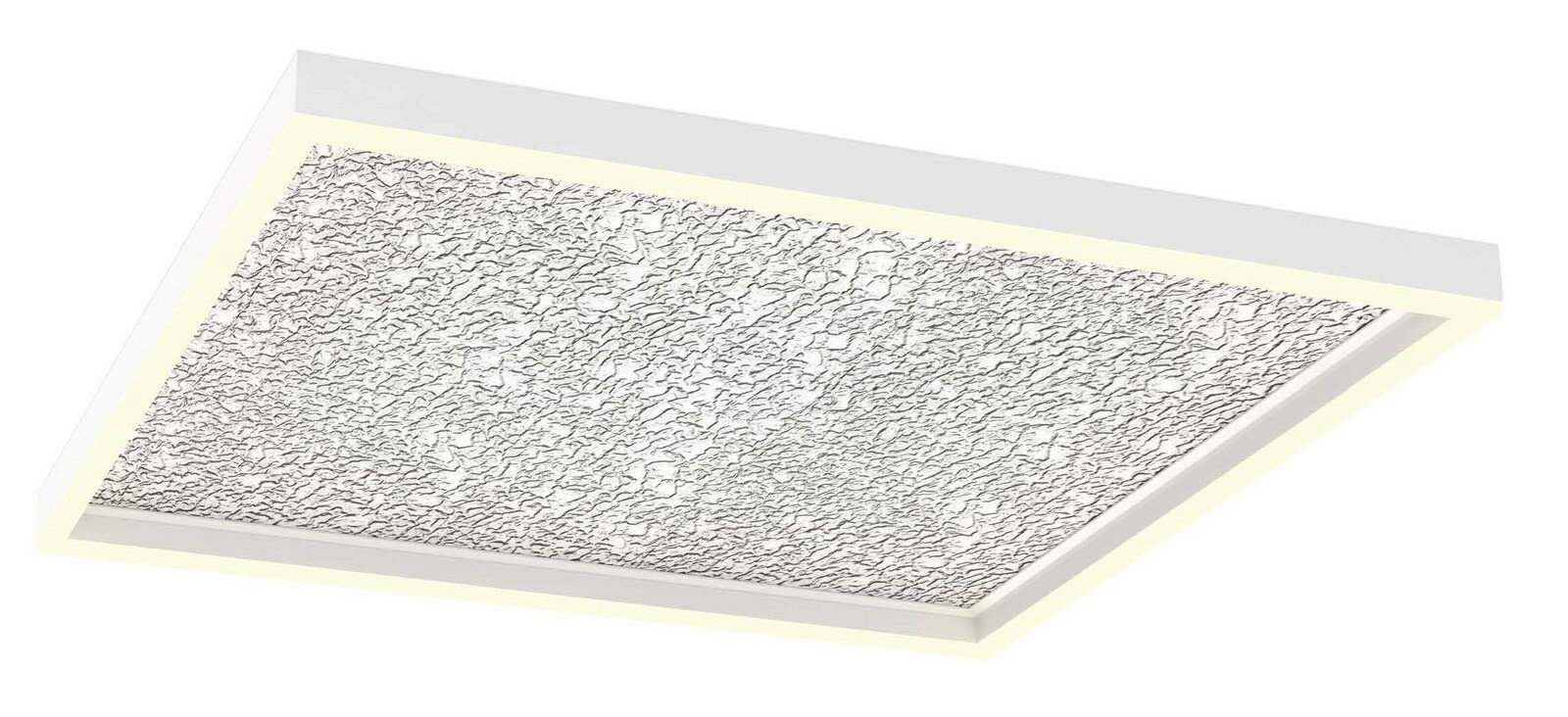 Moderne LED-Deckenleuchte mit strukturiertem Design, seitliche Perspektive