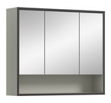 Moderner Spiegelschrank mit drei Türen, seitliche Perspektive