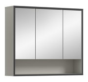 Moderner Spiegelschrank mit drei Türen, seitliche Perspektive