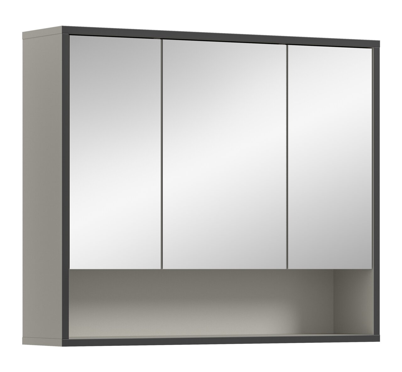 MID.YOU Spiegelschrank BAGNO Moderner Spiegelschrank mit drei Türen, seitliche Perspektive