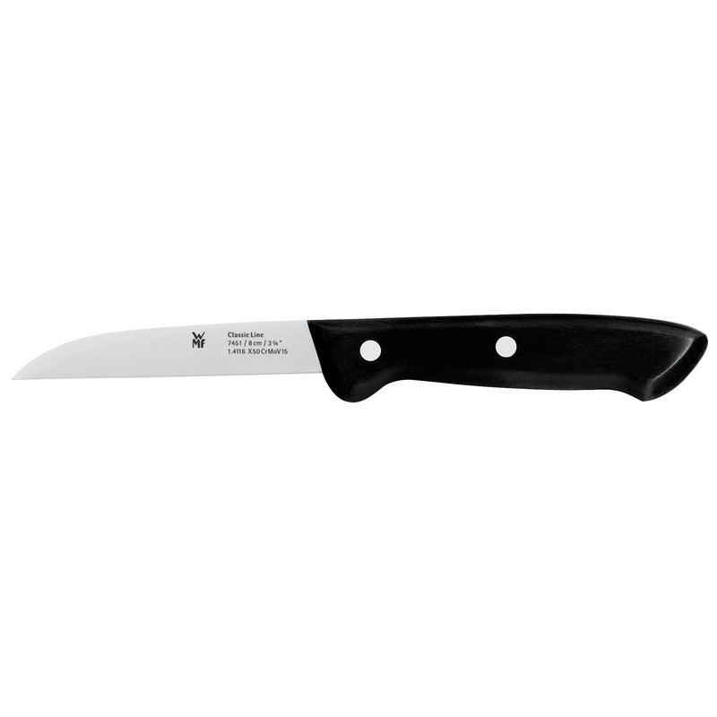 WMF Gemüsemesser 8cm Gemüsemesser CLASSIC LINE 8cm mit schwarzem Griff, Seitenansicht