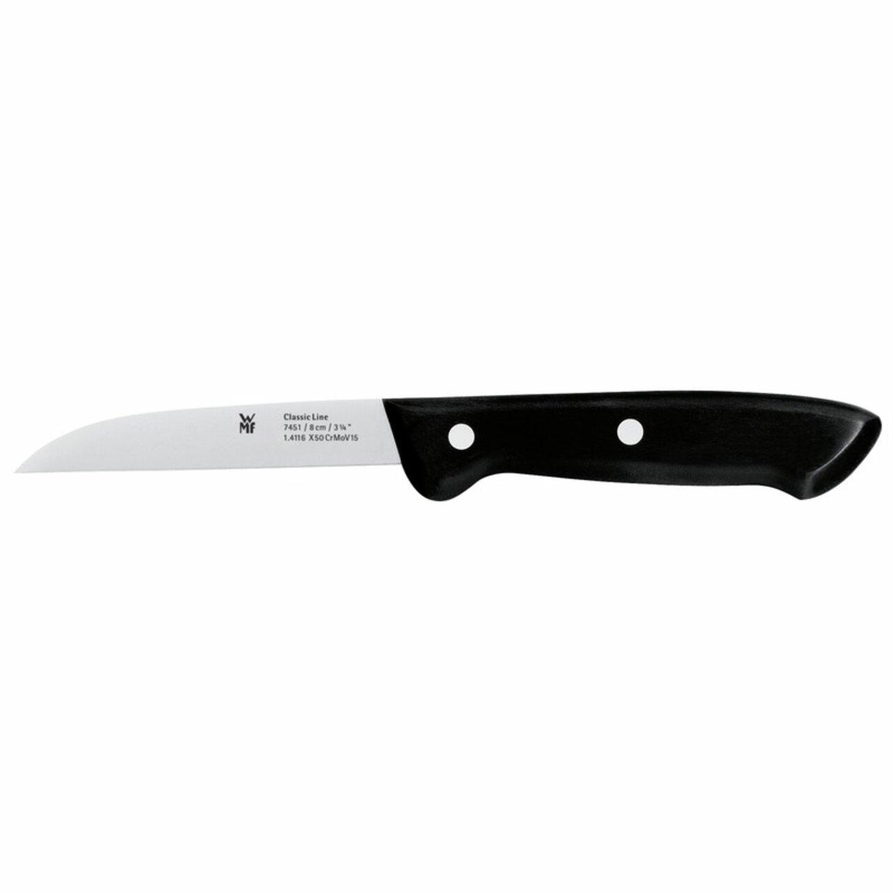 Groentemes CLASSIC LINE 8 cm met zwart handvat, zijaanzicht