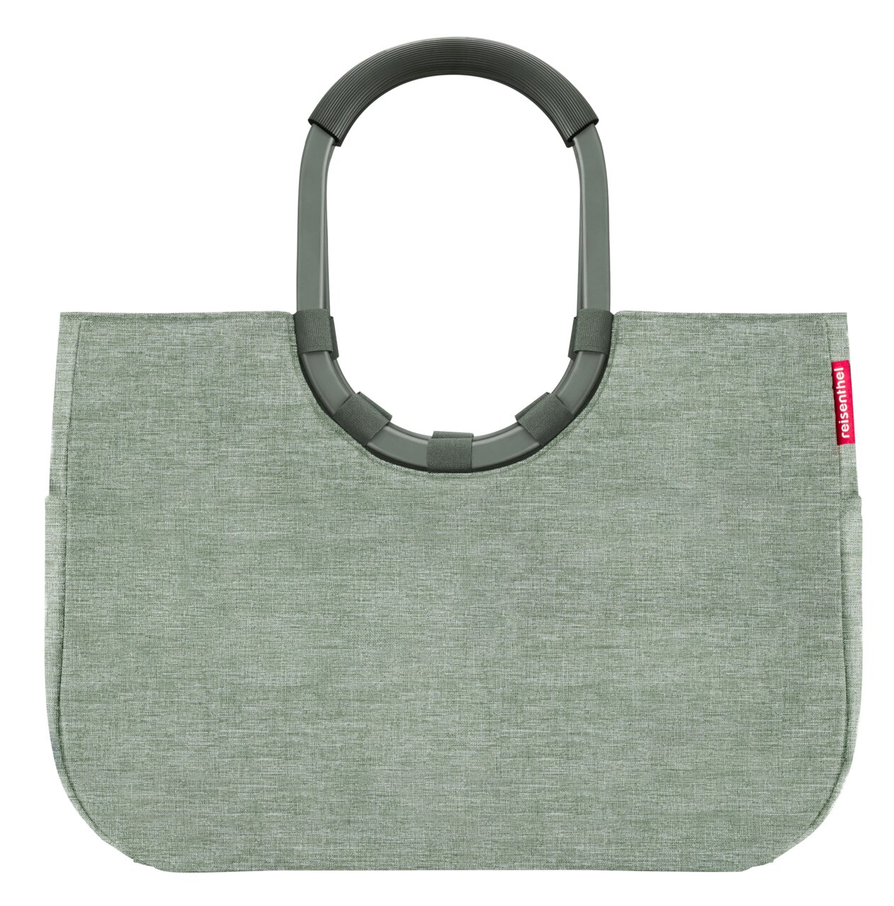Grüne Einkaufstasche mit ovalem Griff, Vorderansicht