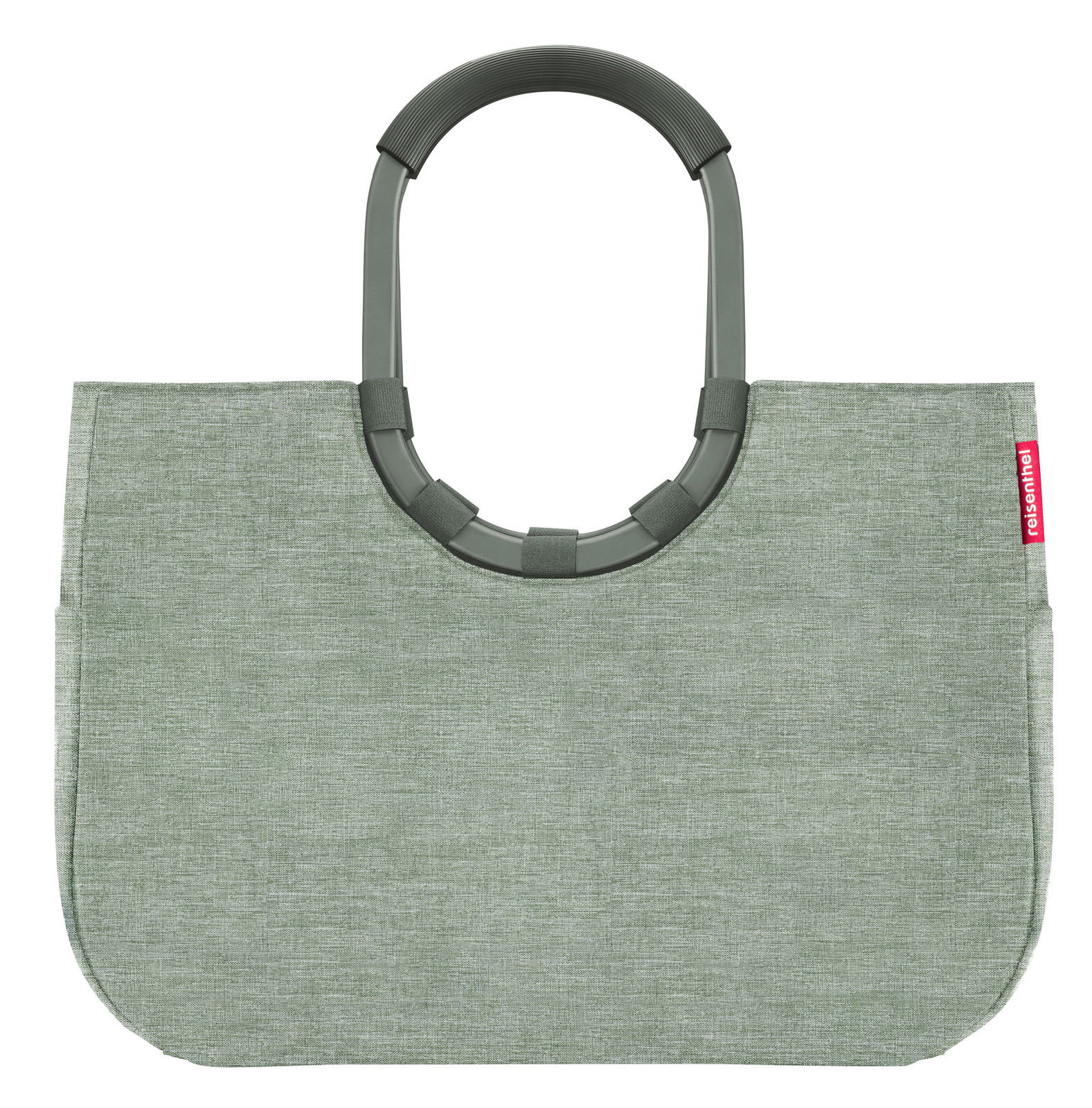 Grüne Einkaufstasche mit ovalem Griff, Vorderansicht
