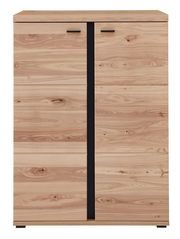 Aktenschrank niedrig aus Holz mit zwei Türen, Frontansicht