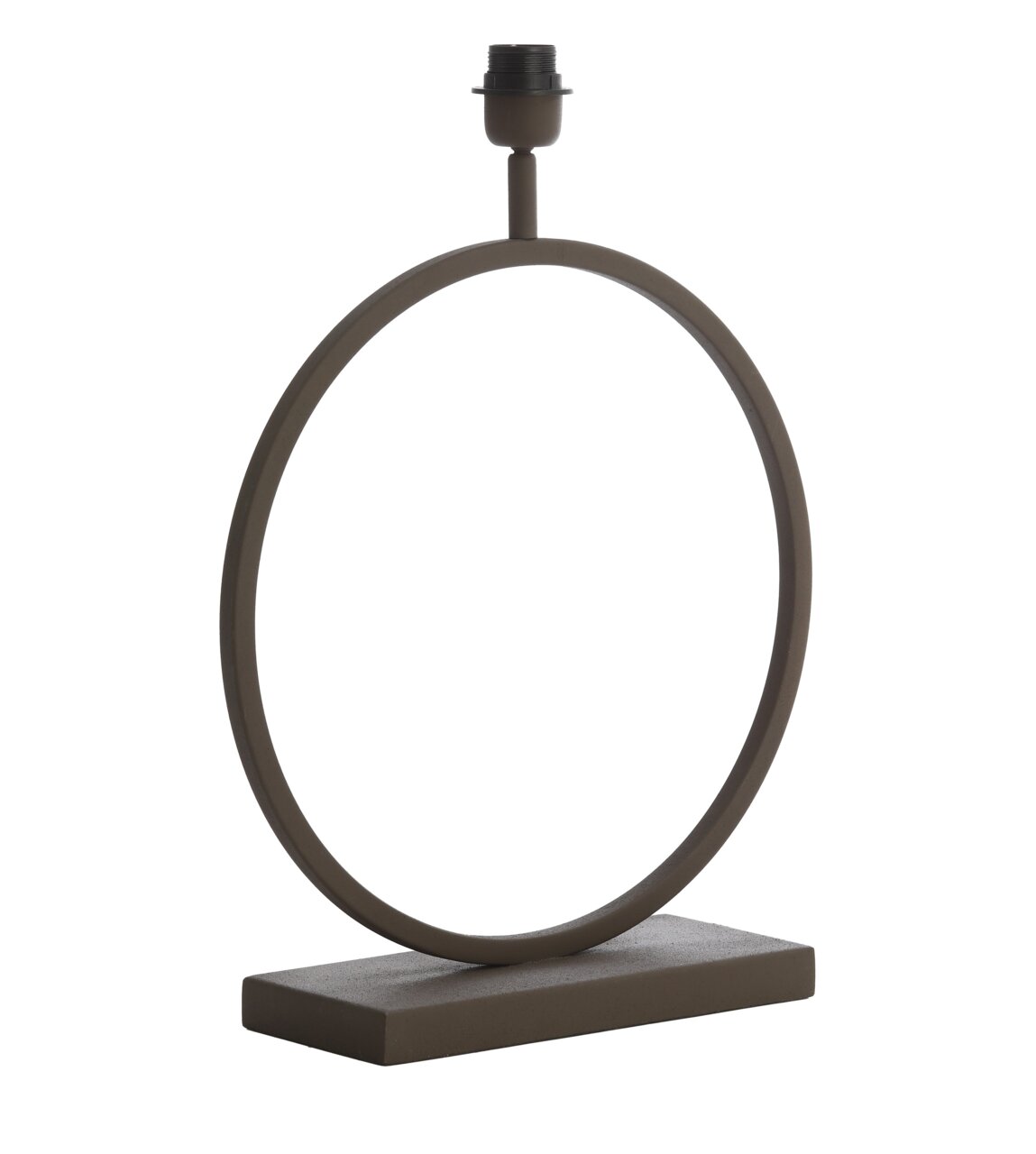 Moderner Lampenfuß in Ringform aus Metall, seitliche Perspektive