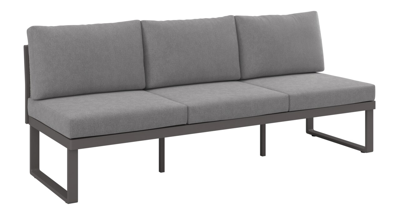 Graues 3-Sitzer Sofa mit Funktion, seitliche Perspektive