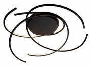 Moderne Deckenleuchte SPACE mit geschwungenen LED-Streifen, seitliche Perspektive