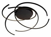 Moderne plafondlamp SPACE met gebogen ledstrips, zijaanzicht