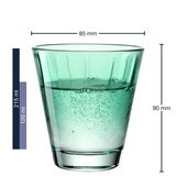 Grünes Trinkglas Twist 220ml, seitliche Ansicht mit Maßangaben