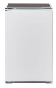 Frontansicht eines weißen Küchenblocks mit glatter Oberfläche.