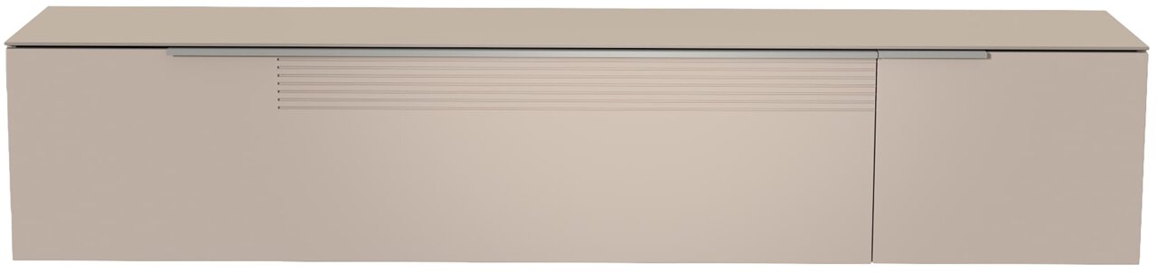 Frontansicht eines modernen, beige-farbenen XL Hänge-Lowboards mit klaren Linien und minimalistischen Design.