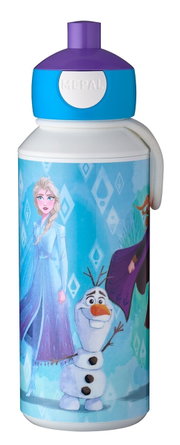 Trinkflasche mit Frozen 2 Motiv, zeigt Charaktere Elsa und Olaf, Vorderansicht
