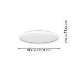 LED-Deckenleuchte ROVITO-Z, runde Form, weiße Farbe, seitliche Perspektive, Durchmesser 38,9 cm, Höhe 2,95 cm