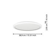 LED-Deckenleuchte ROVITO-Z, runde Form, weiße Farbe, seitliche Perspektive, Durchmesser 38,9 cm, Höhe 2,95 cm