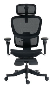 Ergonomischer Drehstuhl mit Netzrückenlehne und verstellbaren Armlehnen, Vorderansicht