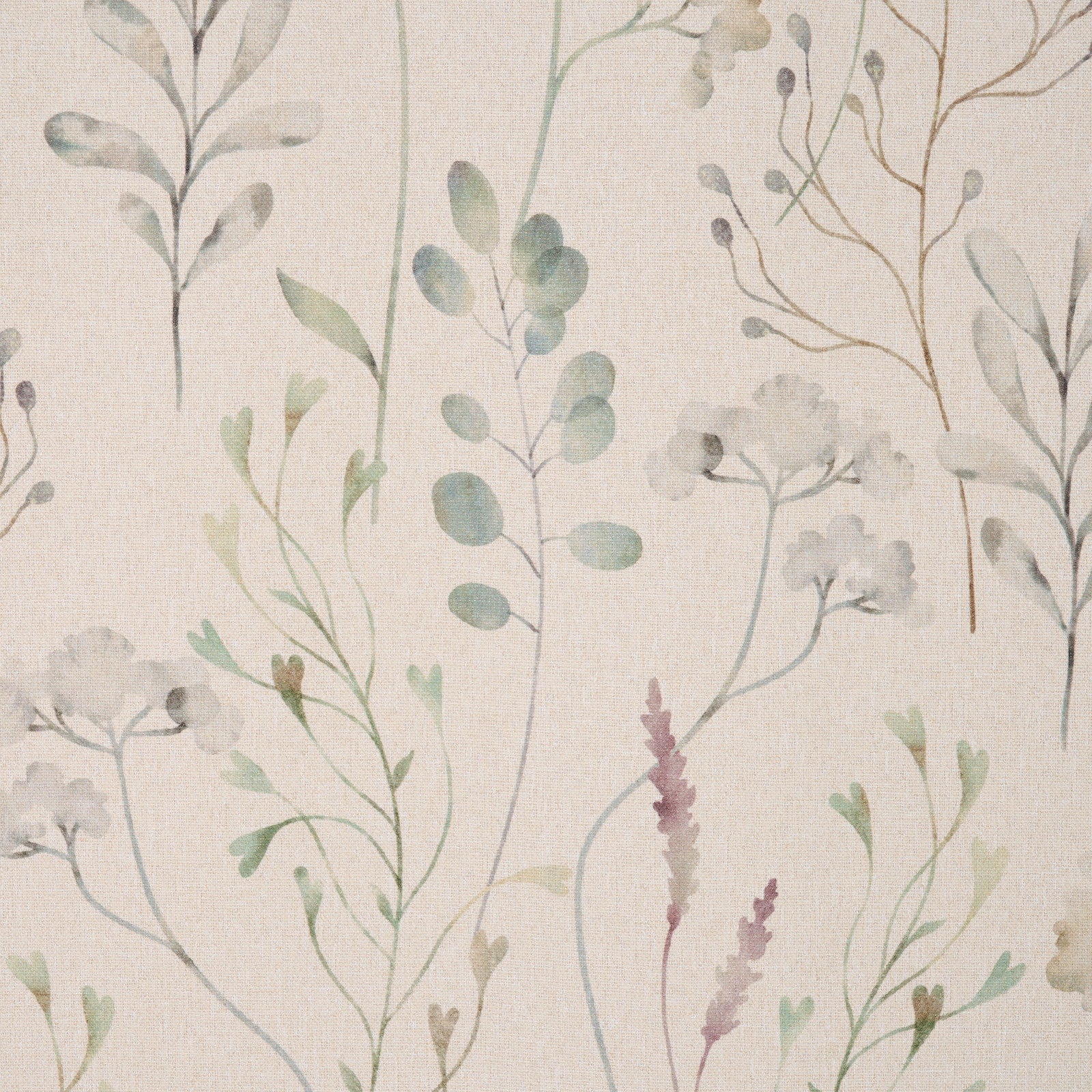 Fertigvorhang mit zartem, floralen Muster in sanften Pastelltönen, Nahaufnahme