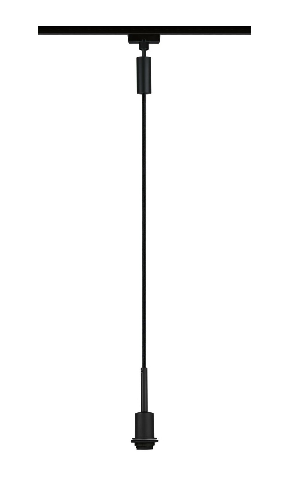 Schwarzes Basispendel mit Kabel, von vorne betrachtet, zur Deckenmontage geeignet.