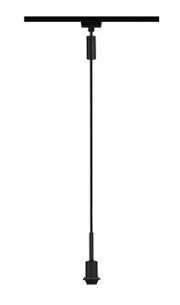 Zwarte basispendel met kabel, gezien vanaf de voorkant, geschikt voor plafondmontage.