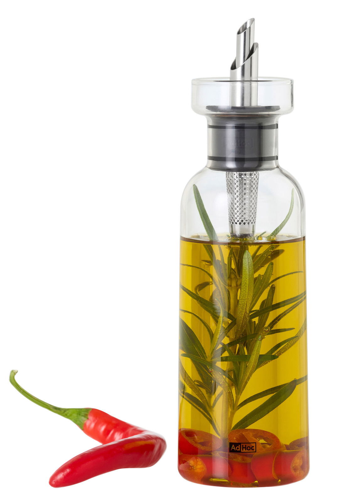 Öl- und Essigspender AromaPour mit Kräutern und Chili, seitliche Ansicht