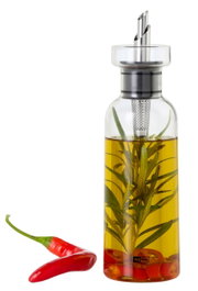 Öl- und Essigspender AromaPour mit Kräutern und Chili, seitliche Ansicht