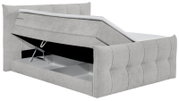 Boxspringbett mit geöffnetem Stauraum, seitliche Perspektive
