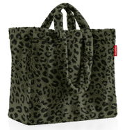 Weiche Einkaufstasche mit Leopardenmuster, seitliche Perspektive