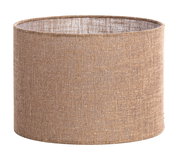 Zylindrischer Lampenschirm aus braunem Stoff, seitliche Perspektive