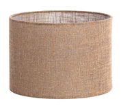 Zylindrischer Lampenschirm aus braunem Stoff, seitliche Perspektive