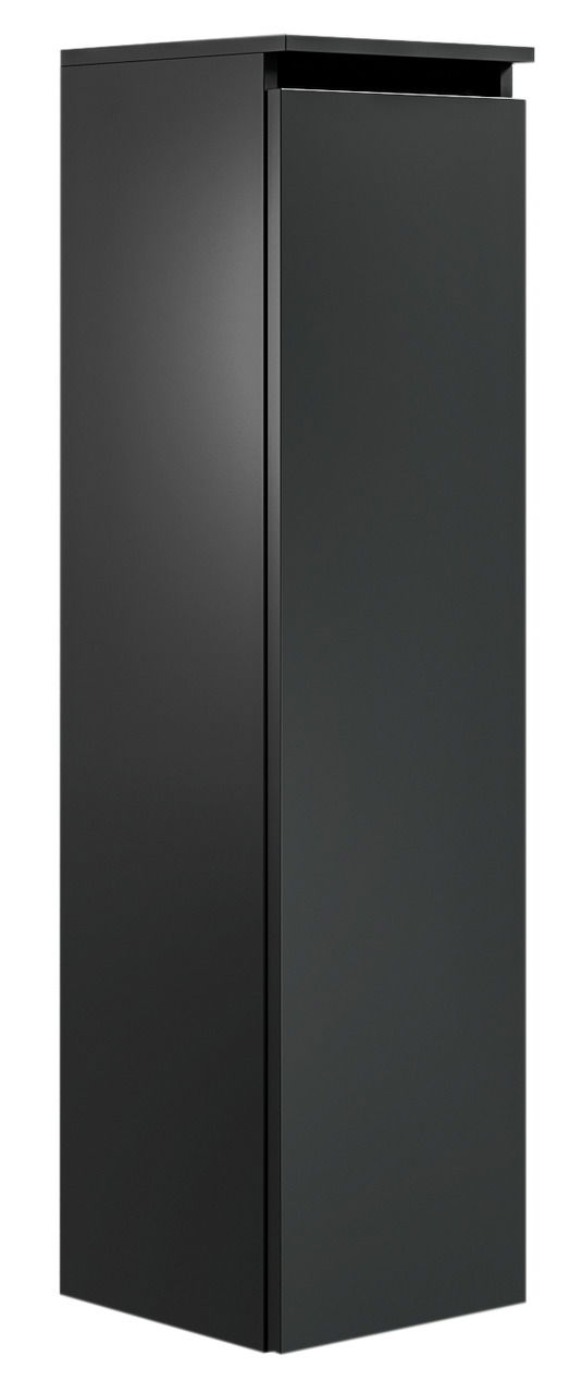 Schwarzer, moderner Badezimmerschrank in Frontalansicht