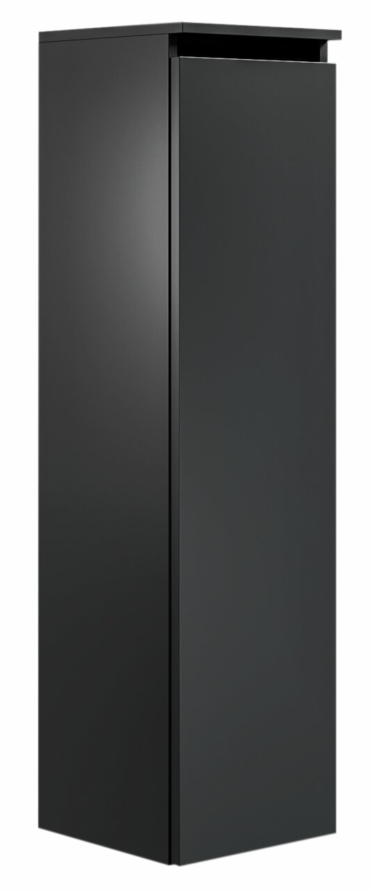 Schwarzer, moderner Badezimmerschrank in Frontalansicht