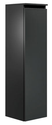 Schwarzer, moderner Badezimmerschrank in Frontalansicht