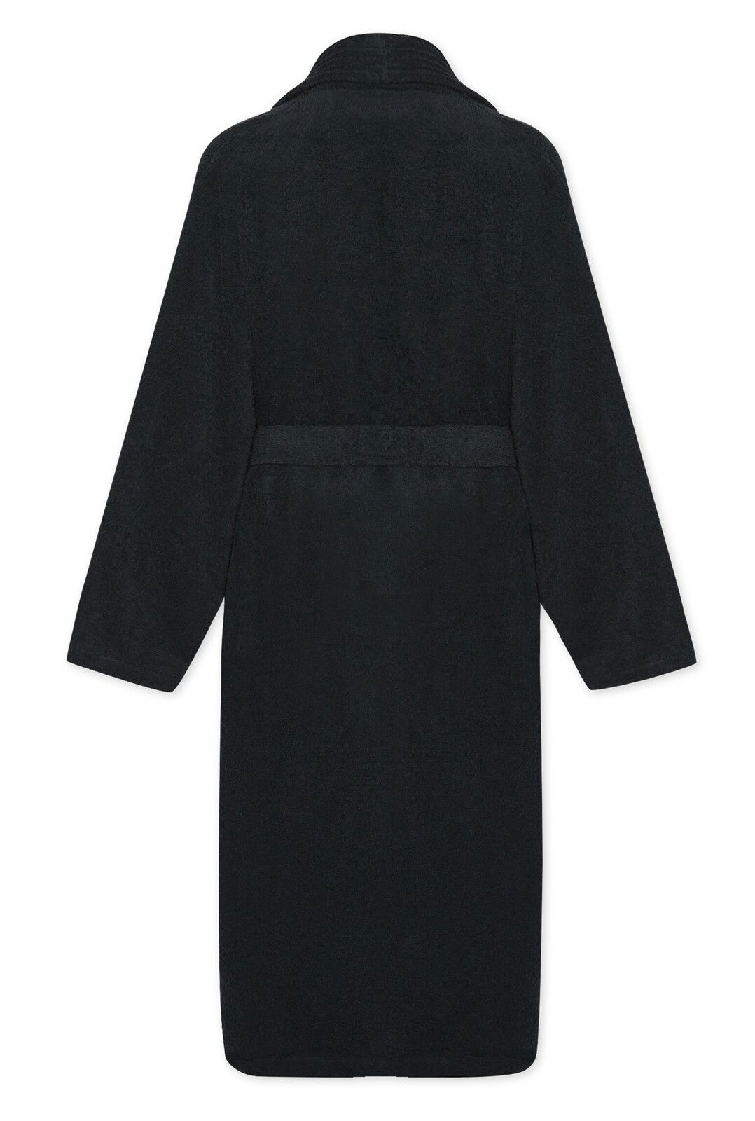 Schwarzer Bademantel mit Schalkragen in Größe L, Rückansicht