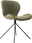 Z2 Stuhl OMG Moderner grüner Stuhl mit gepolsterter Sitzfläche und Rückenlehne, auf schwarzem Metallgestell, seitliche Perspektive