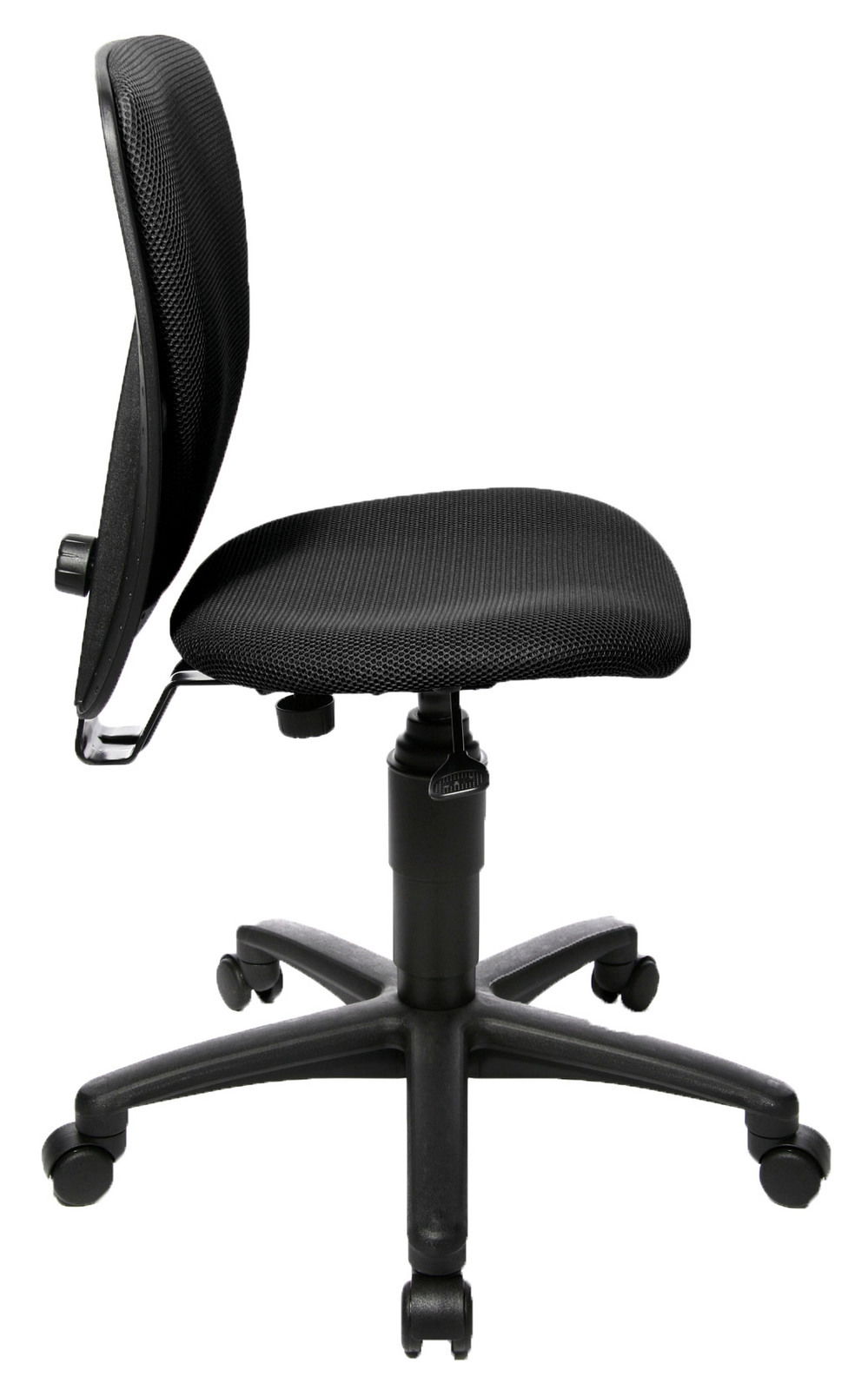 Schwarzer Kinder- und Jugendstuhl mit Netzrückenlehne, Seitenansicht