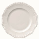 Weißer Teller mit floralem Randmuster, Draufsicht