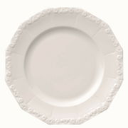 Weißer Teller mit floralem Randmuster, Draufsicht