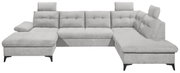 Graues, modernes U-förmiges Sofa mit verstellbaren Kopfstützen, Vorderansicht