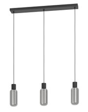 Moderne Pendelleuchte MAIONE mit drei hängenden Glühbirnen, seitliche Perspektive