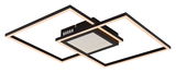 Moderne Deckenleuchte mit zwei quadratischen Rahmen in Schwarz und integrierter LED-Beleuchtung, seitliche Perspektive.