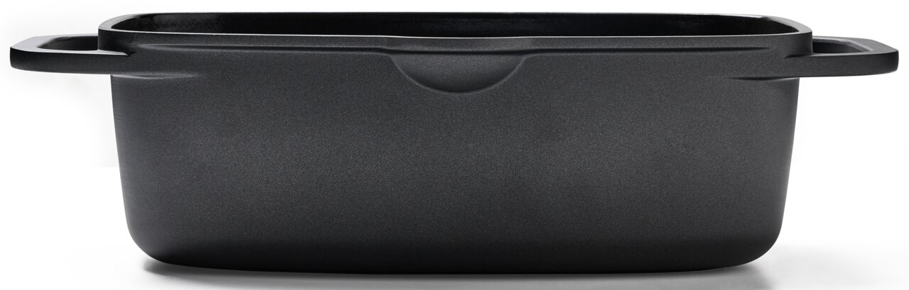 Quadratischer Alugussbräter 33cm, seitliche Perspektive