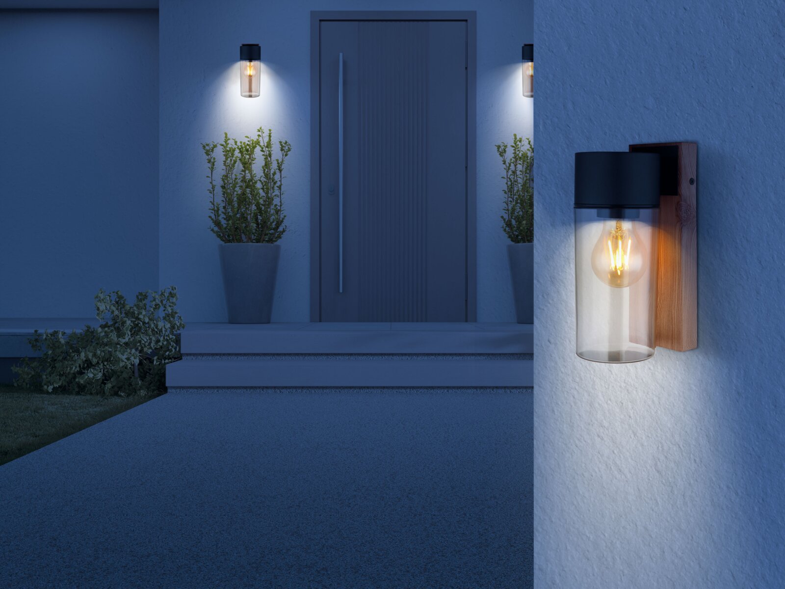 Globo Lighting Außenleuchte ETSI Moderne Außenleuchte an einer Hauswand, seitliche Perspektive