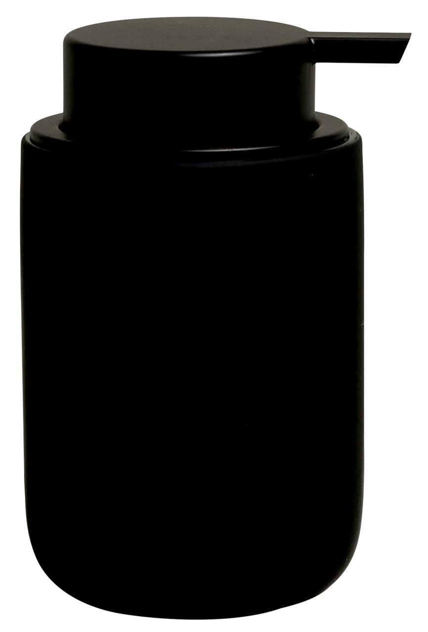 MÖVE Seifenspender BLACK VELVET Schwarzer Seifenspender aus Kunststoff, seitliche Perspektive