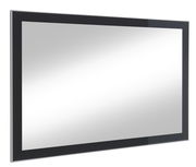 Moderner rechteckiger Spiegel mit schwarzem Rahmen, seitliche Perspektive