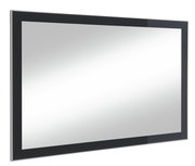 Moderner rechteckiger Spiegel mit schwarzem Rahmen, seitliche Perspektive