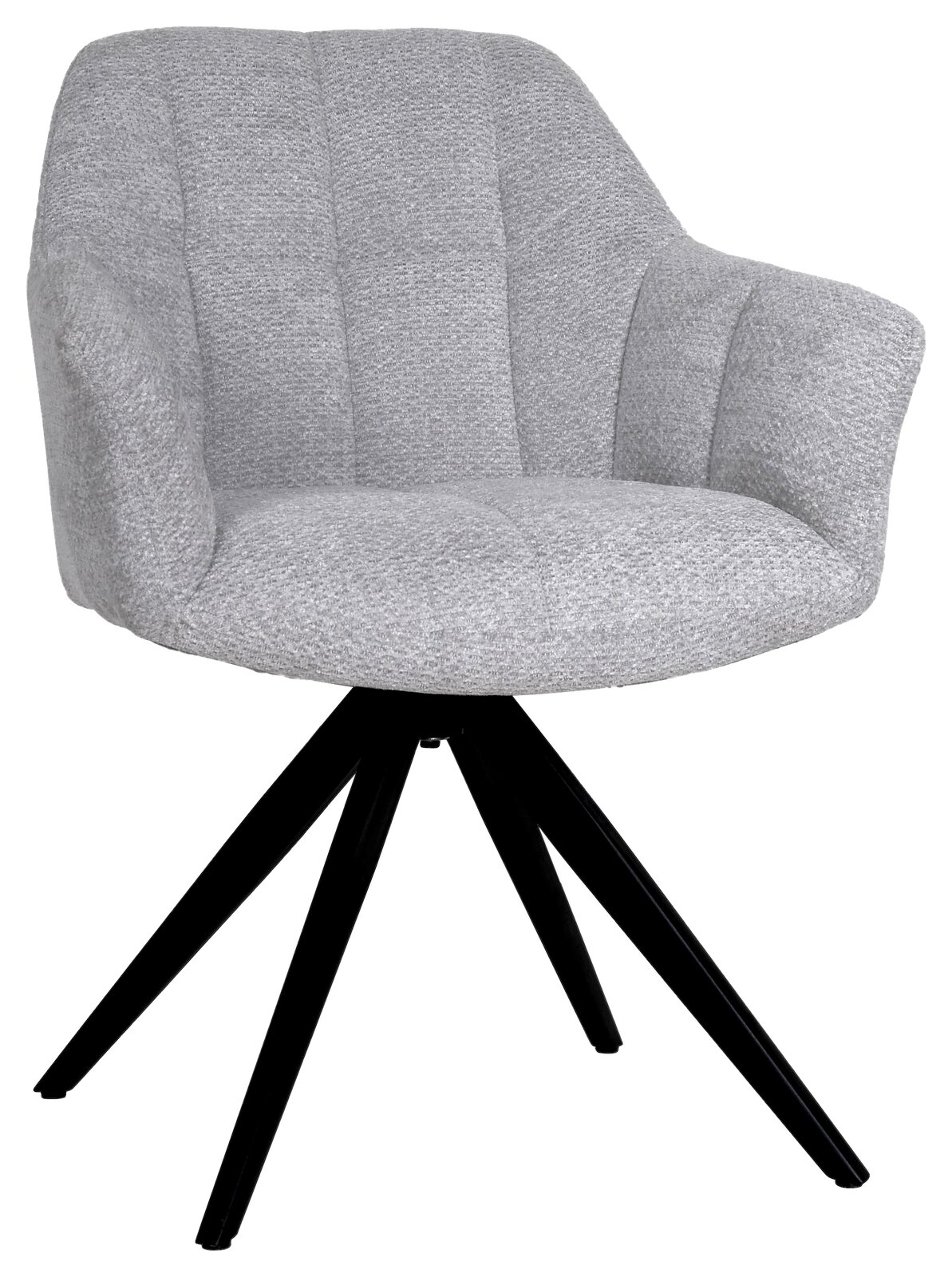 Novel Armlehnstuhl ANNA Grauer Armlehnstuhl mit gepolstertem Sitz und schwarzem Metallgestell, Vorderansicht