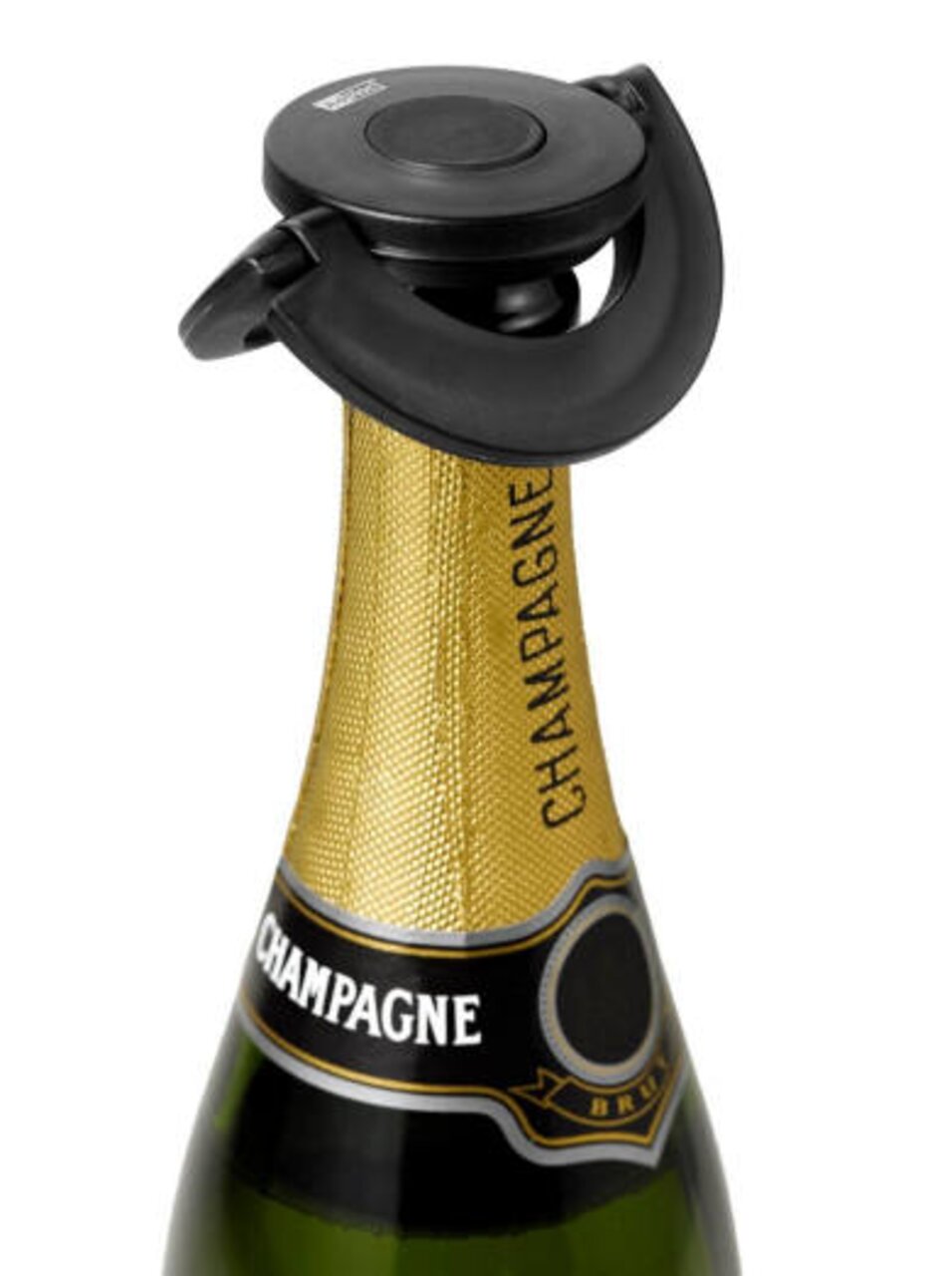 Ad Hoc Sluiting voor mousserende wijn en champagne Sekt- und Champagnerverschluss auf einer Champagnerflasche, Ansicht von oben