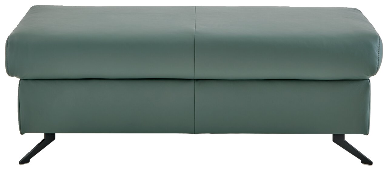 Grüner XXL-Hocker mit schwarzem Metallgestell, Frontalansicht