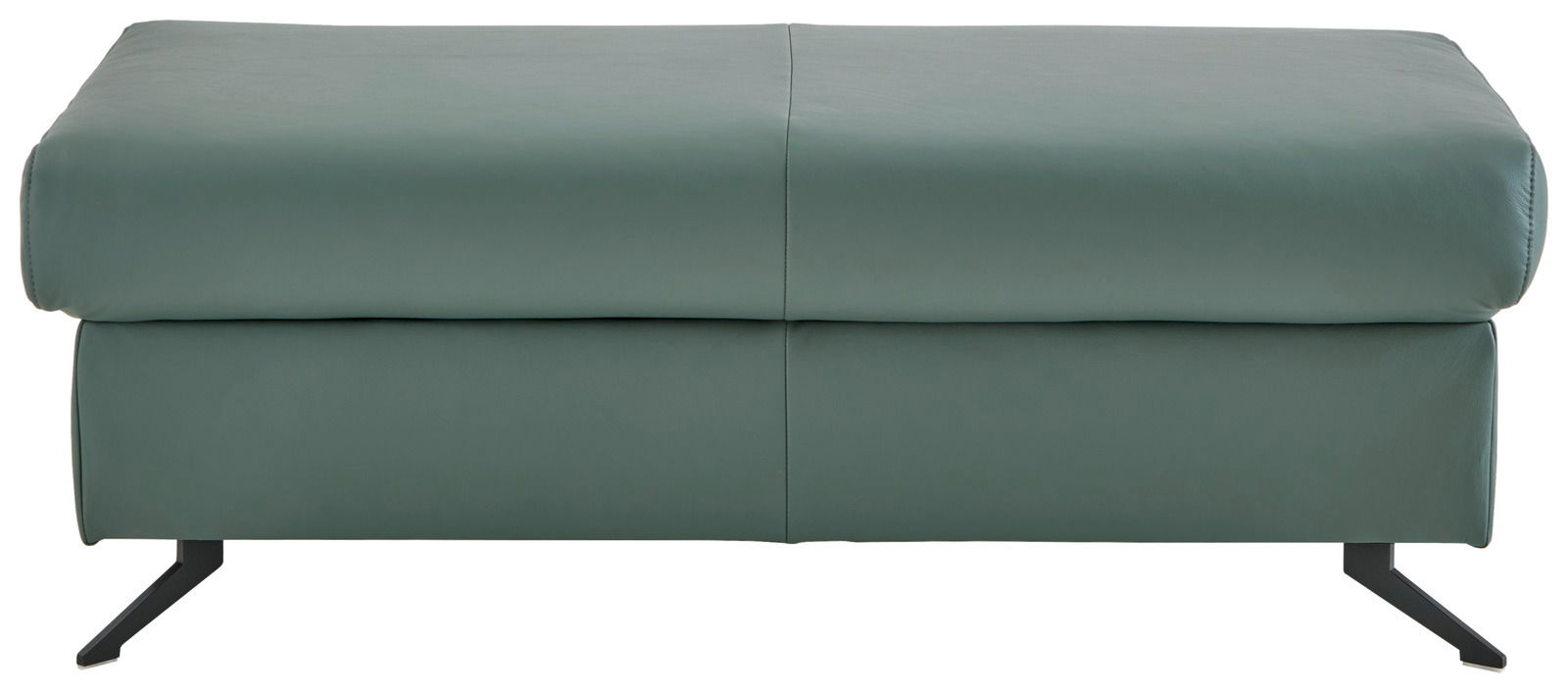 Grüner XXL-Hocker mit schwarzem Metallgestell, Frontalansicht