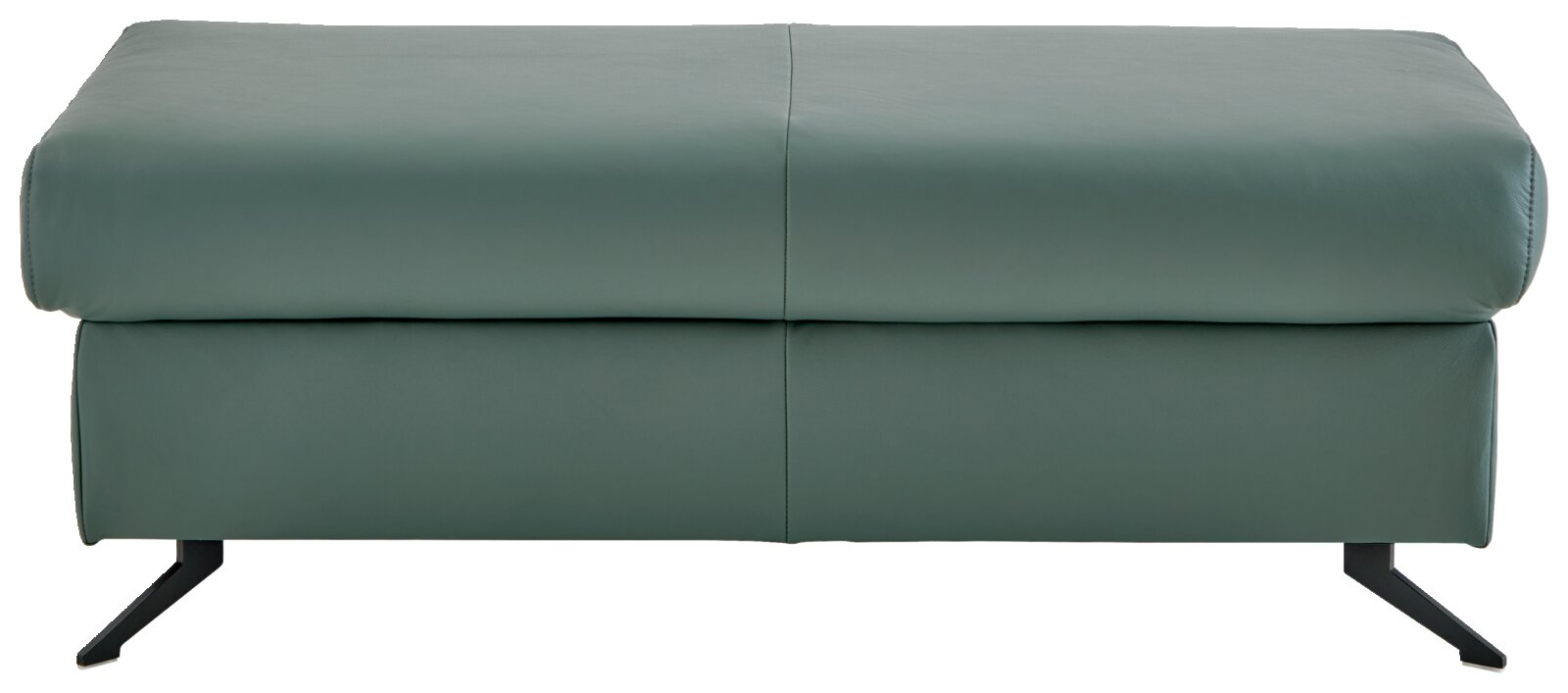 Grüner XXL-Hocker mit schwarzem Metallgestell, Frontalansicht